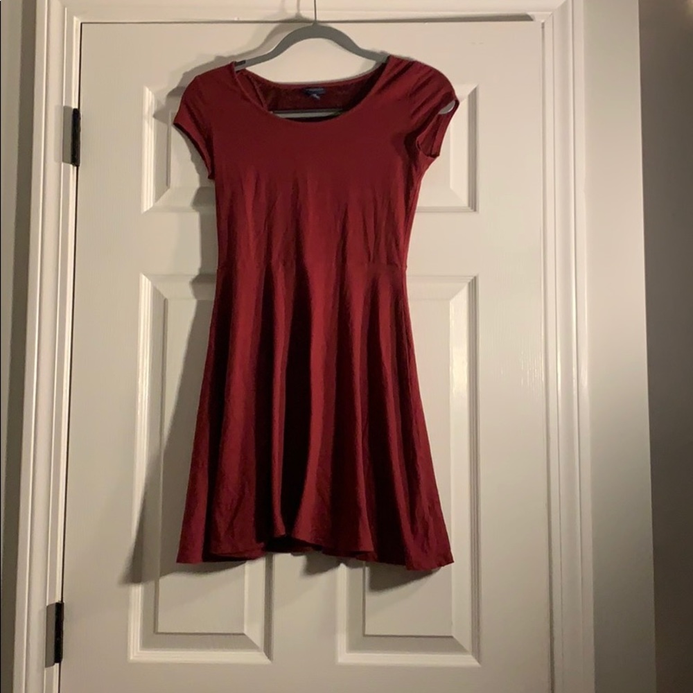 red formal t shirt dress